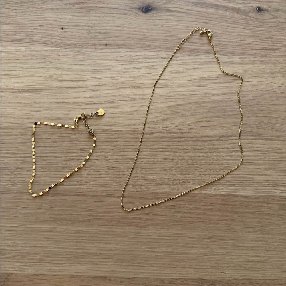 Gold Chain Necklace and Anklet Set